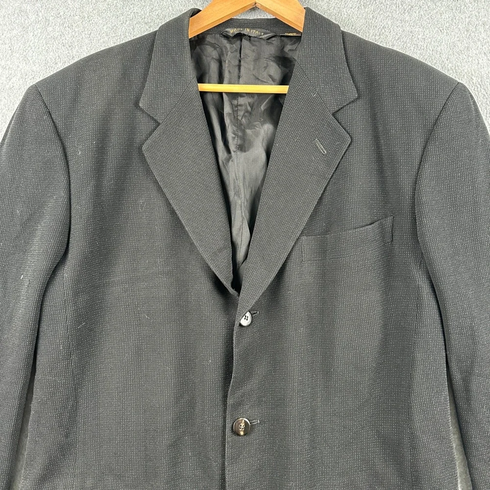 Donna Karan Blazer Mens 42 Black Sartoriale Wool Rayon Made in Italy‎ Sport Coat